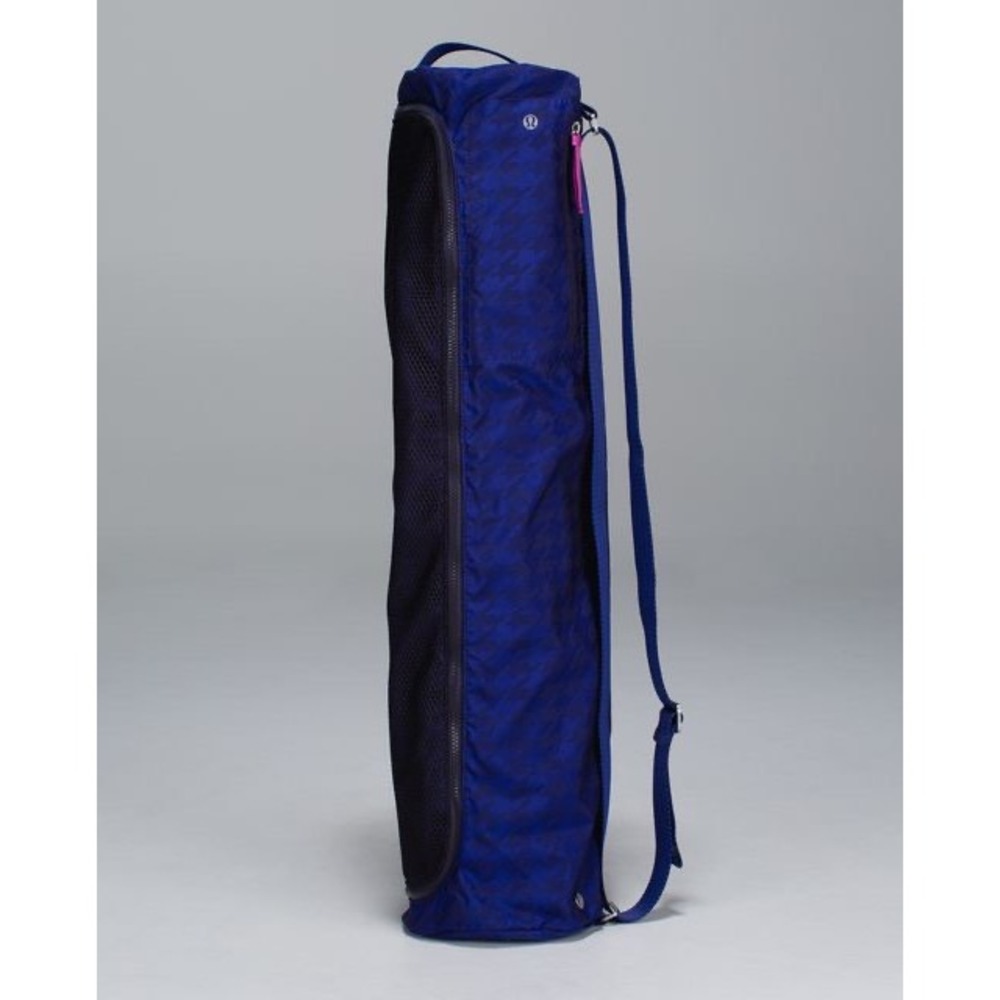 Lululemon Loop It Up Mat Bag Blue Houndstooth Yoga Carrier Mesh Pockets BAG ONLY